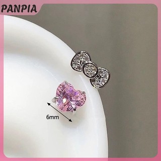 PANPIA-Cute Nơ Trái Tim Xương Tai Móng Tay Thời Trang Tinh Tế Bông Tai Dành Cho Nữ Cô Gái Ngọt Ngào Đa Năng Bông Tai Trang Sức Phụ Kiện Quà Tặng