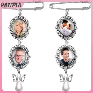PANPIA-Áo Bó Hoa Cưới Ảnh Quyến Rũ DIY Pin Trâm Cài Bộ Làm Khung Lanh Quyến Rũ Hình Bầu Dục Khung Có Mặt Dây Chuyền Cho Trái Tim Ngày Lễ