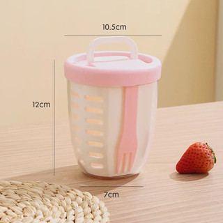 Cốc Trái Cây Có Thể Thoát Nước Có Nĩa Hộp Dã Ngoại Di Động Dung Tích Lớn Poke Cốc Nhựa Kín Hộp Salad Chống Rò Rỉ