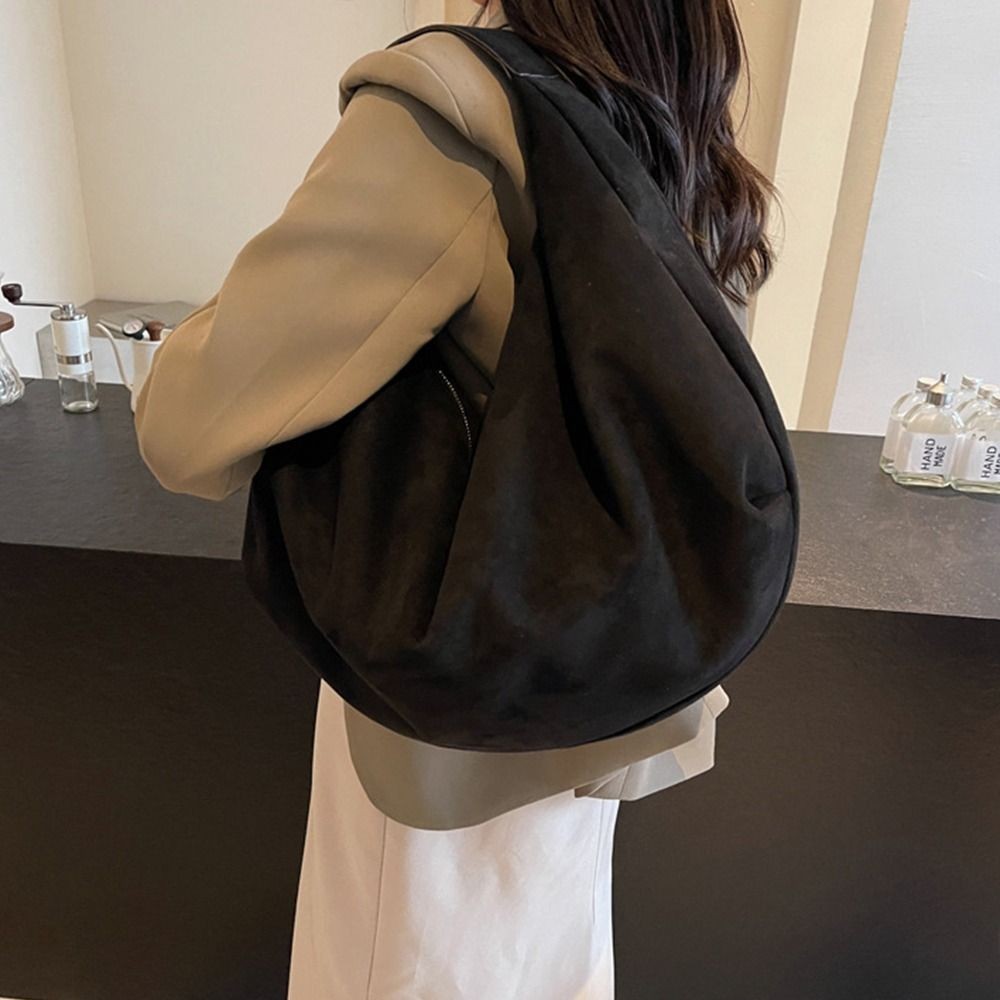 Túi đeo vai da lộn GOJO, Túi xách Hobo dung tích lớn, Túi đeo chéo nữ phong cách Hàn Quốc đơn giản thời trang phong cách Hàn Quốc thu đông