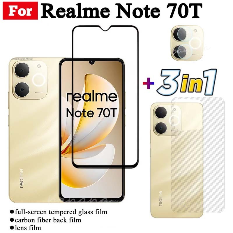 3 TRONG 1 Realme Note 70T Phim gốm sứ chống gián điệp riêng tư cho Realme Note70T Note 70 Note 60 Note 50 Ống kính máy ảnh Kính bảo vệ màn hình và phim mặt sau