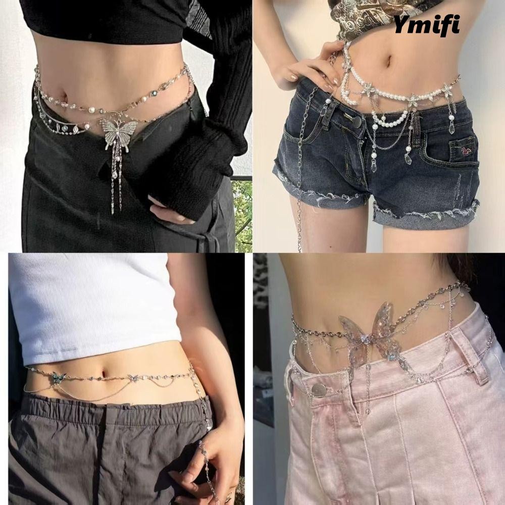 Dây thắt lưng YMIFI, Dây chuyền bụng thanh lịch hình bướm, Phụ kiện thắt lưng đa năng thời trang Trang sức cơ thể nâng cao dành cho nữ