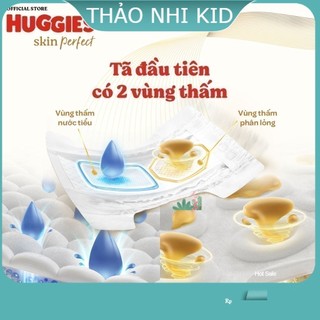 Tã/bỉm dán sơ sinh Huggies Skin Perfect NB70+6/S54+6/S80+2/M76+3 miếng với 2 vùng thấm giảm kích ứng da