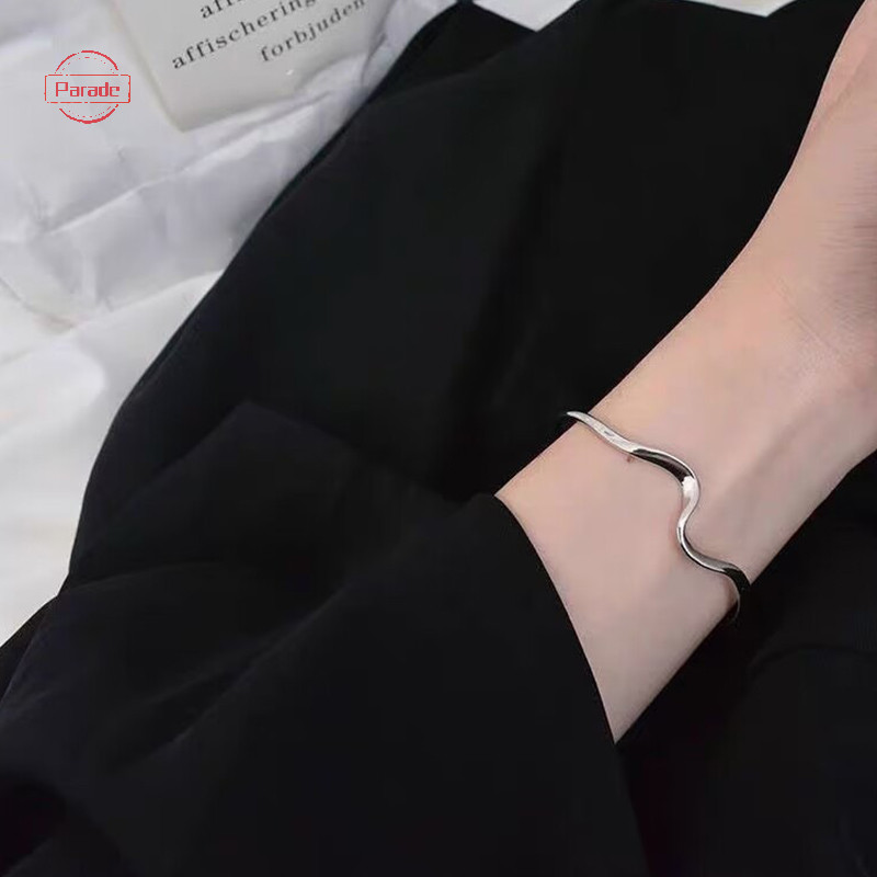 Vòng đeo tay Mobius bạc bóng không đều có thể điều chỉnh Dây đeo cổ tay cá tính dành cho nữ VN