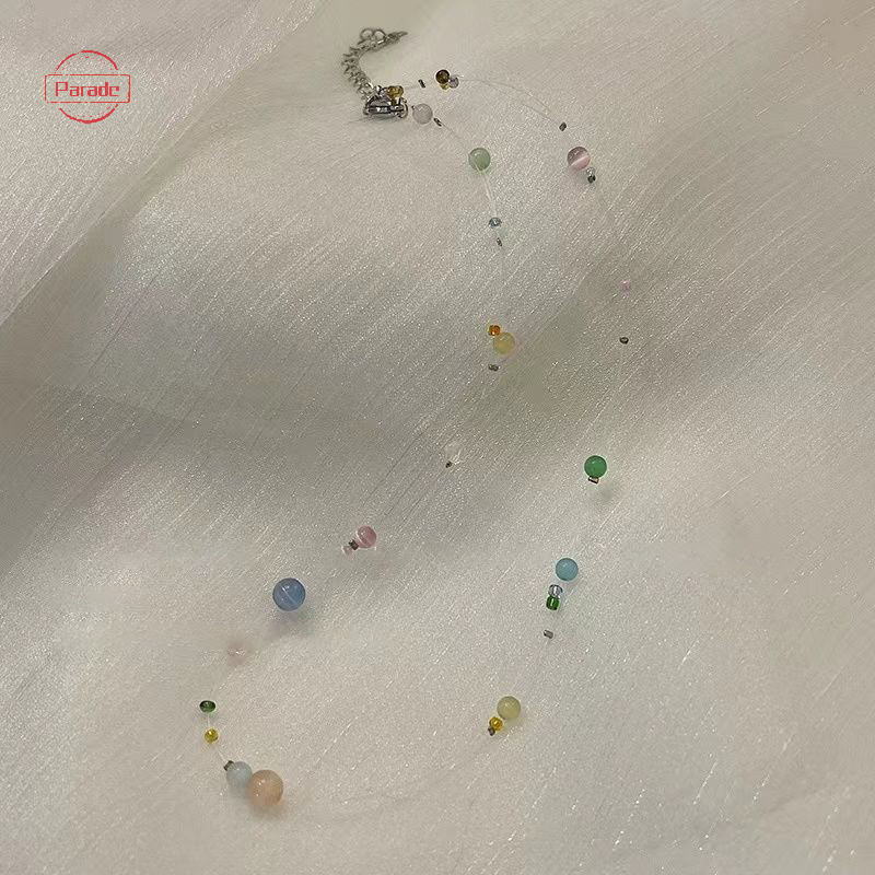 Cuộc diễu hành Bohemian Dây Cá Hạt Choker Màu Kẹo Trang Sức Bãi Biển Mùa Hè Xương Đòn Vòng Cổ Dành Cho Nữ Quyến Rũ Vô Hình Dây Câu Choker VN