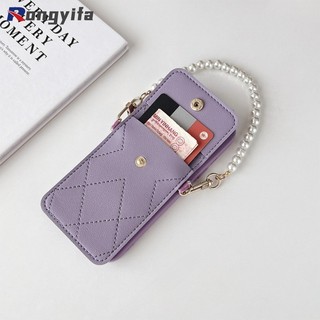 Dành Cho iPhone 15 14 Plus X XR XS 11 13 Pro Max 12 Pro 12 13 Mini 7 8 6 6s Plus SE Hộp Đựng Thẻ Vỏ Điện Thoại 3D Kim Loại Camilla Túi Đựng Thẻ Ví Ngọc Trai Dây Đeo Ngang Vỏ Điện Thoại