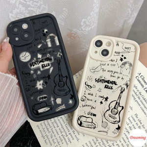 Ốp Lưng Cho OPPO A6 A98 A96 A95 A94 A93 A92 A91 A79 A78 A77 A76 A74 A60 A58 A57 A55 A54 A53 A52 A38 A31 A18 A17 A16 A15 Chống Rơi Thiên Thần Thiết Kế Mắt Họa Tiết Đen Trắng Sáng Tạo Đàn Guitar