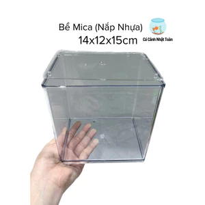 Bể Cá Betta Mica Siêu Trong HIện Đại 14x12x15cm (Có Nắp Nhựa Mica)