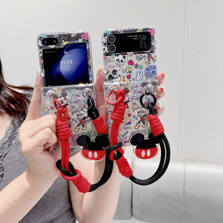 Ốp Điện Thoại Gấp Cho Samsung Galaxy Z Flip6 Flip5 Flip4 Flip3 Full Màn Hình Mickey Tay Dây Cứng tpu Vỏ Điện Thoại