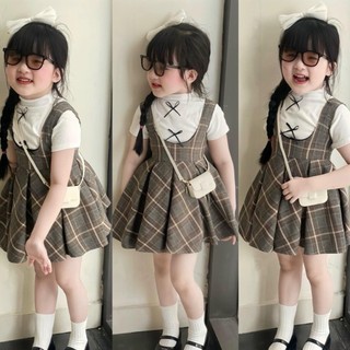 S49-[tomnaukid] Set áo phối yếm váy carro cho bé gái size từ 8-30Kg