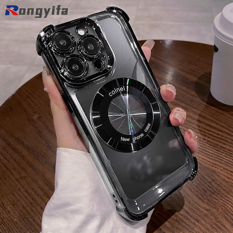 Ốp Điện Thoại Trong Suốt Từ Tính Sang Trọng Cho Vivo X100 Ultra X100s T3 Lite 5G iQOO Neo 9 9s Pro Z9 Turbo Z9X Z8 Z8X Vỏ Chống Sốc Kinh Doanh Sạc Từ Tính Chống Rơi Trong Suốt