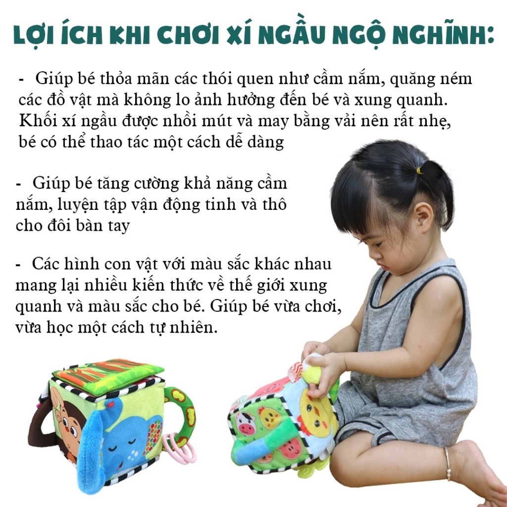 Đồ Chơi Montessori Khối Xúc Xắc Vải Luyện Kỹ Năng Nhiều Chủ Đề
