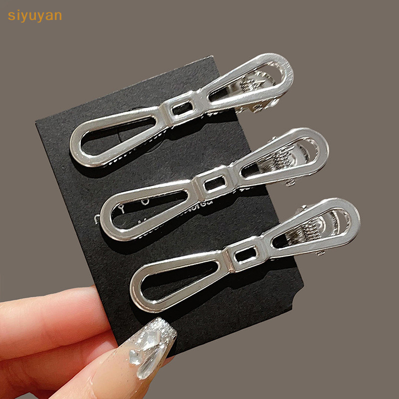 Siyuyan 3 Bạc Kim Loại Mỏ Vịt Kẹp Nữ Kẹp Tóc Bên Nổ Nữ Nữ Barrettes Phụ Kiện Tóc VN