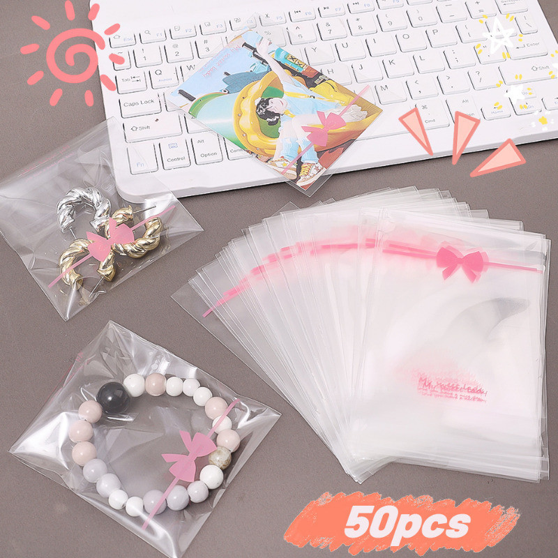 [Đặc sắc] 50 / 100 Túi tự niêm phong - Chống thấm nước, trong suốt, bền bỉ - Túi trang trí trang sức - Túi gói đồ ăn nhẹ kẹo - Vỏ bảo vệ thẻ