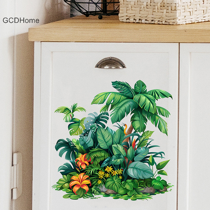 Gcdhome Cây Xanh Lá Vệ Sinh Miếng Dán WC Tự Dính Bức Tranh Tường Dán Phòng Tắm Dán Tường Trang Trí Nhà Đề Can HOT