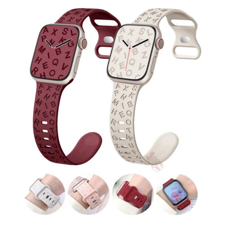 Dây đeo Apple Watch R Dây đeo Silicon Khắc Chữ Cho Apple Watch
