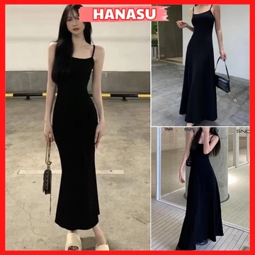 Váy body hai dây dáng dài váy dây nữ dáng ôm body quyến rũ siêu tôn dáng chất tăm lạnh co giãn V298 - HANASU