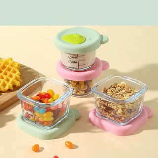 Hộp Trữ Đồ Ăn Dặm Cho Bé Có Vạch Chia, Hộp Trữ Đông Đồ Ăn Dặm Cho Bé Chất Liệu Thủy Tinh An Toàn ALINE