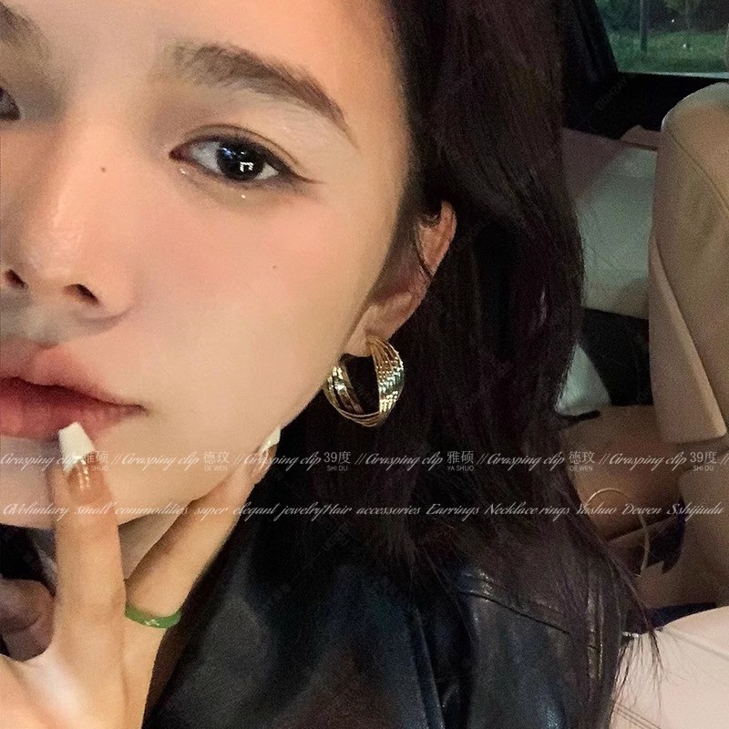 Bông Tai Nữ Kim Loại Bông Tai Cao Cấp 2025 Phong Cách Mới Nhẹ Bông Tai Sang Trọng Trang Sức Thời Trang
