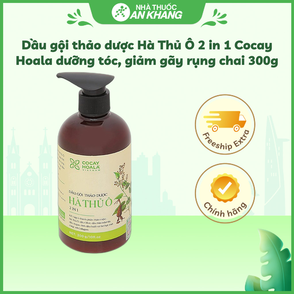 Dầu gội thảo dược Hà Thủ Ô 2 in 1 Cocay Hoala dưỡng tóc, giảm gãy rụng chai 300g