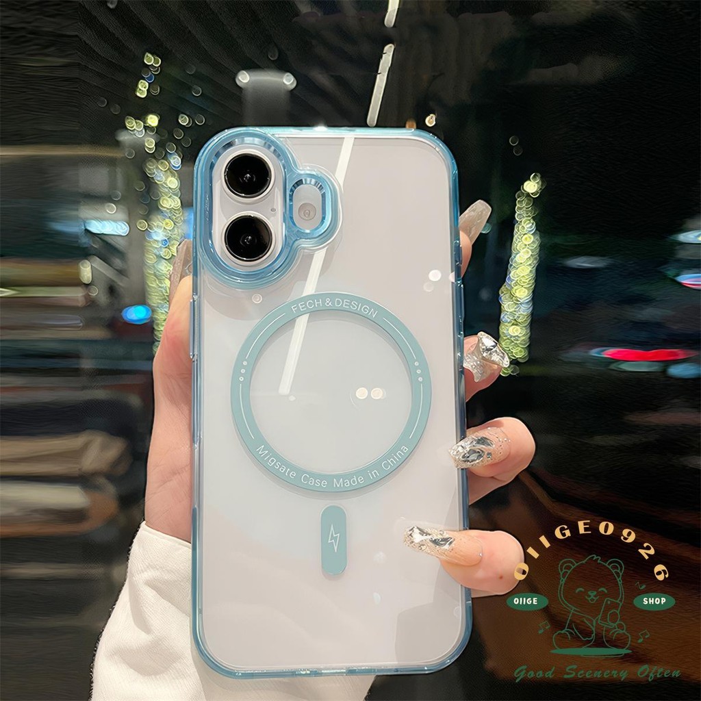 【 Ốp lưng iphone16 】 Vỏ điện thoại nam châm màu ống kính kim loại iphone16 Pro Max 15 14 13 12 11 cho vỏ iPhone Vỏ mềm silicon TPU + PC chống sốc