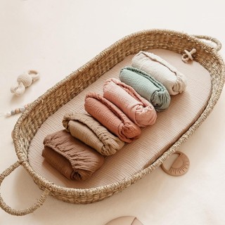 Innlike1 1 2 Chiếc Thoải Mái Cũi Trang Bị Tấm Cho Trẻ Sơ Sinh Mềm Mại Thoáng Khí Bassinet Phù Hợp Với Giường Cho Bé Mầm Non Chăn Ga Gối