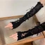 CPINCP Găng Tay Không Ngón, Lưới Nơ Dây Găng Tay Ren Gothic, Thời Trang Co Giãn Nhật Bản Gothic Anime Găng Tay Nữ Cô Gái