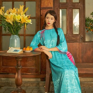 Set Áo dài nữ mặc Tết kèm quần lụa ống suôn MONÁ - THƠ & MƠ
