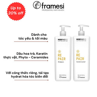 COMBO Dầu gội Dầu Xả sửa chữa sâu, phục hồi hư tổn Framesi MORPHOSIS REPAIR SHAMPOO 1000ML