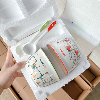 Set 2 Bát Kèm 2 Thìa Hình Quả Cam Dễ Thương - Chén Ăn Cơm Ngon Miệng Cho Bé Hoạt Hình Dễ Thương