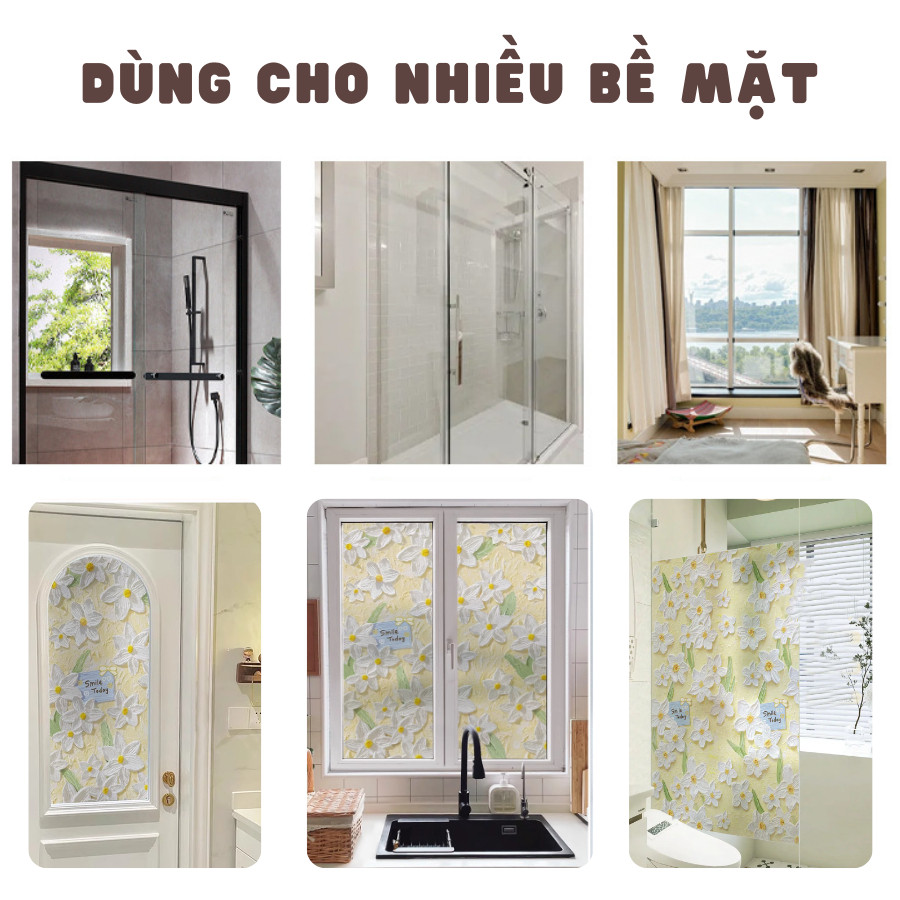 [Loại Dày] Giấy Dán Kính Cửa Sổ 3D Chống Nắng, Decal Dán Kính Không Dùng Keo Đời Mới Chống Nhìn Trộm