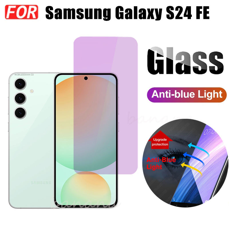 Kính cường lực chống ánh sáng xanh Samsung Galaxy S24 FE cho Samsung S24 FE S23 FE A06 Bảo vệ màn hình + Phim ống kính máy ảnh + Phim mặt sau