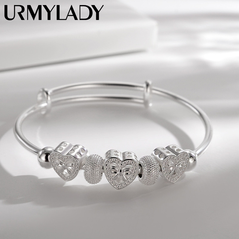 Urmylady Bạc 925 Nữ Dễ Thương Trái Tim Lắc Tay Cho Nữ Vòng Tay Thiết Kế Trang Sức Quyến Rũ