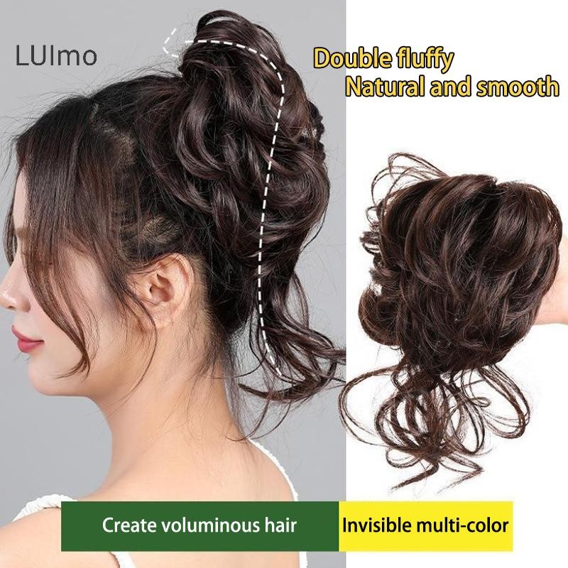 Luimo Tổng Hợp Tóc Bun Chignon Lộn Xộn Xoăn Kẹp Tóc Co Giãn Scrunchy Giả Tóc Miếng Cho Nữ Kẹp Tóc SBS