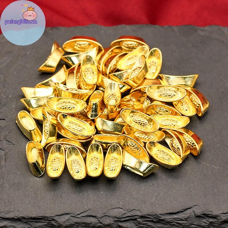 Pufangbliss 10 thỏi Vàng Trung Quốc Yuan Bao Giàu Có Tượng Vàng Thỏi Trang Trí Trang Trí Năm Mới Thanh May Mắn Tiền Thịnh Vượng VN