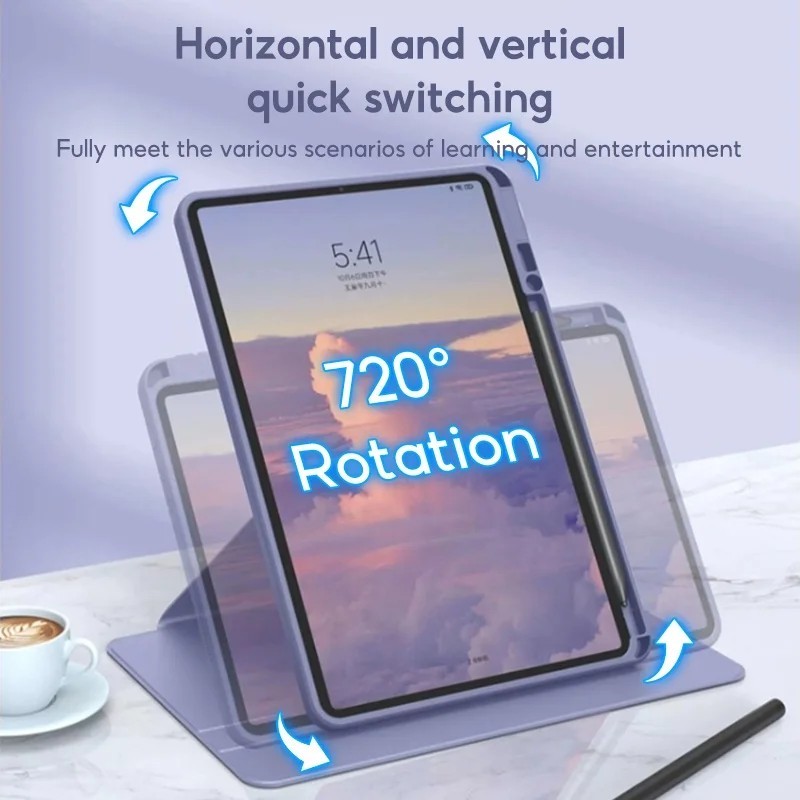 Ốp lưng Redmi Pad Pro 12.1 Inch 2024 Flip Smart Akrilik Xoay Vỏ xoay 360 Vỏ đứng cho Xiaomi POCO Pad 12.1 "có giá đỡ bút chì