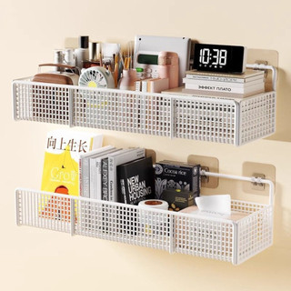 Khay Lưới Sắt Dán Tường Để Đồ Cỡ Lớn ECO, Kệ Đựng Nhà Bếp, Nhà Tắm, Bàn Học Có Móc Treo Tiện Lợi