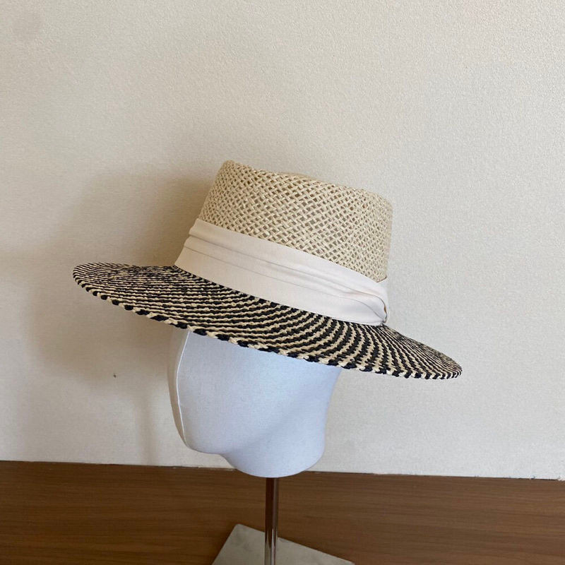 Mũ rơm rỗng đơn giản Ins Flat Top Retro