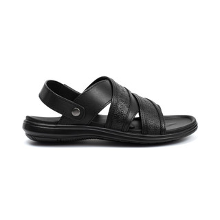 Dép Quai Hậu Nam Cao Cấp Fttleather ,Dép Sandal Da Bò Họa Tiết Monogram Đế Siêu Nhẹ D602