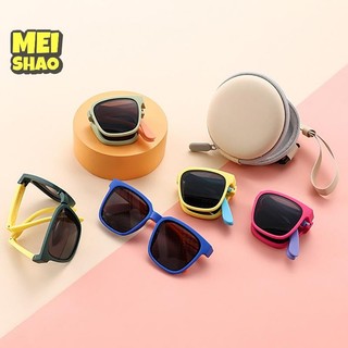MeiShao Trẻ Em Ngoài Trời Có Thể Gập Lại Kính Mát Bé Trai Bé Gái Kính Du Lịch Kính Mắt Vintage Khung Vuông UV Kính Chống Nắng Cho Trẻ Em