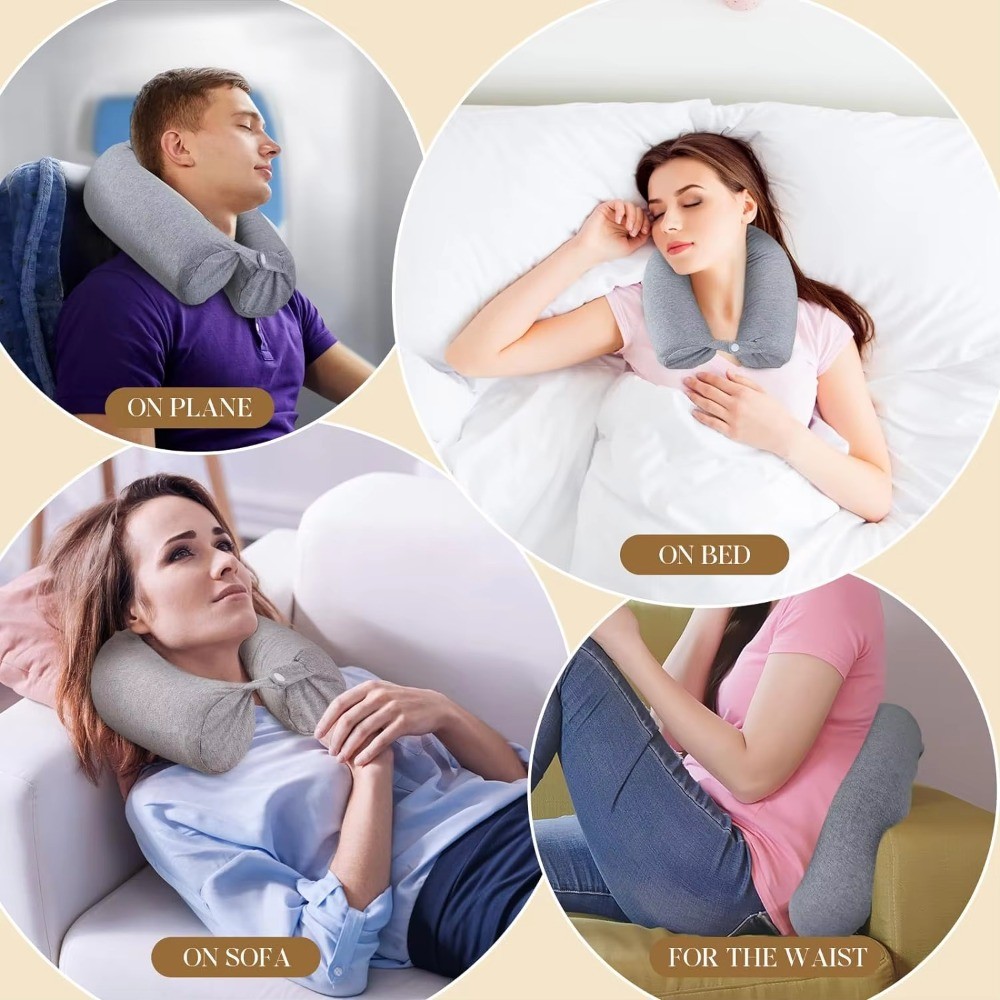 Gối hình chữ U JEREMY, Gối du lịch có khả năng phục hồi chậm hình trụ, Gối cổ có thể gập lại trong gia đình