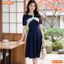 Đầm thiết kế BEMINE cổ thuyền đính cúc dáng chữ A phù hợp đi làm-MT11073