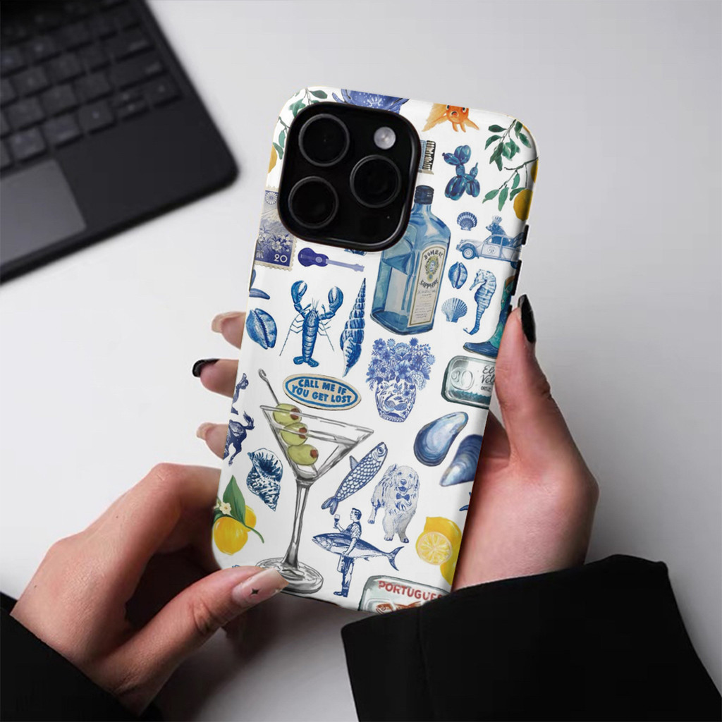 Ốp Điện Thoại Giấy Dán Tường Mùa Hè Cho iPhone16PM 15ProMax 11Pro 12MINI SAMSUNG S22 / 23 / 24 / 25 13plus 7 / 8 SE XS XR Vỏ Cứng Bóng
