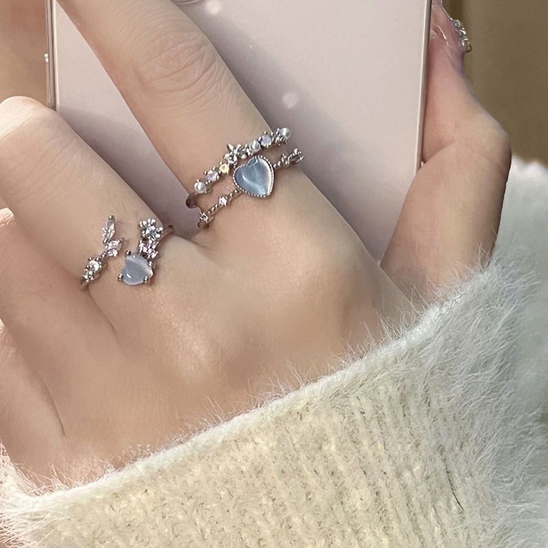 Nhẫn quà tặng thiết kế mở đầu màu xanh biển