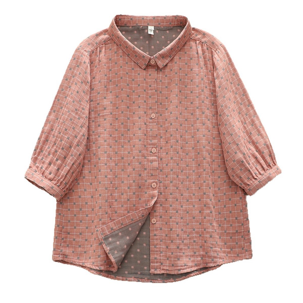 Áo sơ mi nữ cotton thoáng khí, phù hợp mặc hàng ngày mùa hè