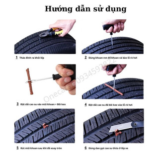 Bộ Dụng Cụ Vá Lốp Xe Máy, Ô Tô Không Săm 6 Chi Tiết Dễ Dàng Sử Dụng Tiện Lợi