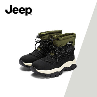 Giày bốt đi bộ đường dài ngoài trời mới mùa thu đông JEEP dành cho nữ, Giày cao cổ chống trượt, Giày cao đến mắt cá chân ấm áp, Giày bốt Martens cổ điển màu đen