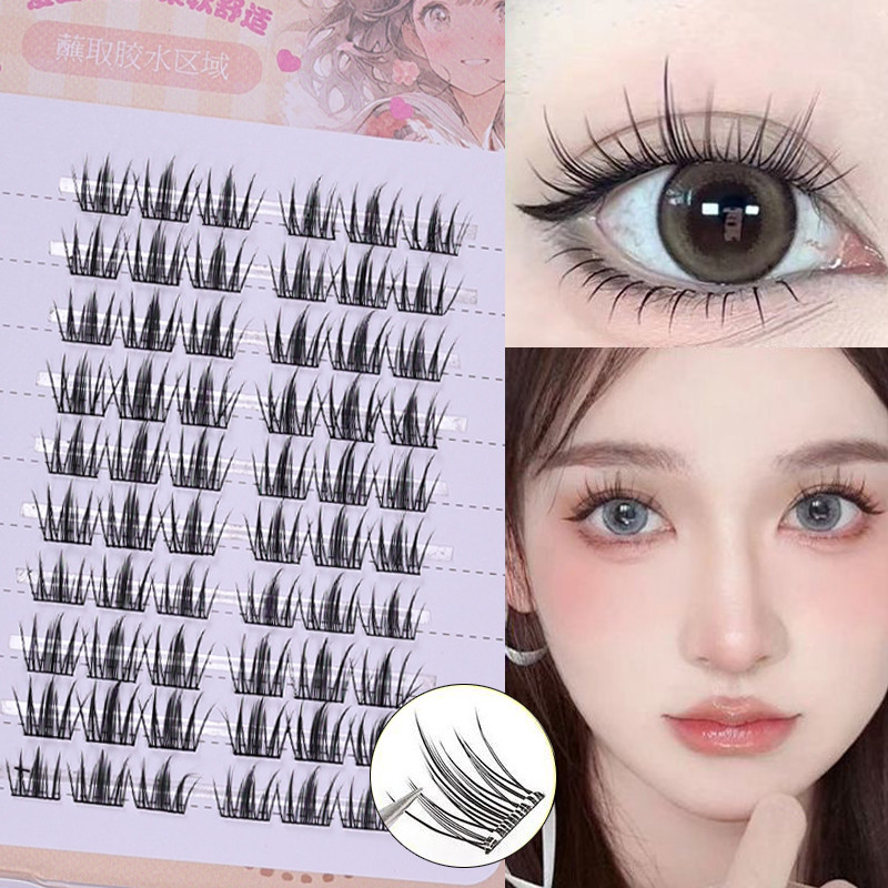Lông mi tua rua đốt - 10 hàng, 6 cụm / hàng, Lông mi Anime tự làm phân ...