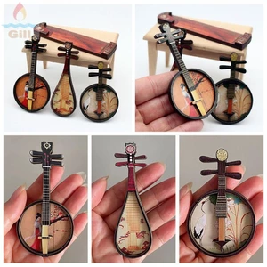 Nhạc cụ nhà búp bê GILL, 1 / 6 1 / 12 Gỗ Nhạc cụ cổ điển Trung Quốc, Đạo cụ ảnh nhiều màu Mô hình cảnh thu nhỏ Guzheng Pipa