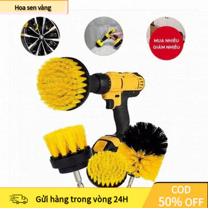【24H】Bộ 3 bàn chải chà sàn điện cho phòng tắm Bàn chải khoan Bộ đính kèm không dây Bàn chải vệ sinh điện Bàn chải làm sạ